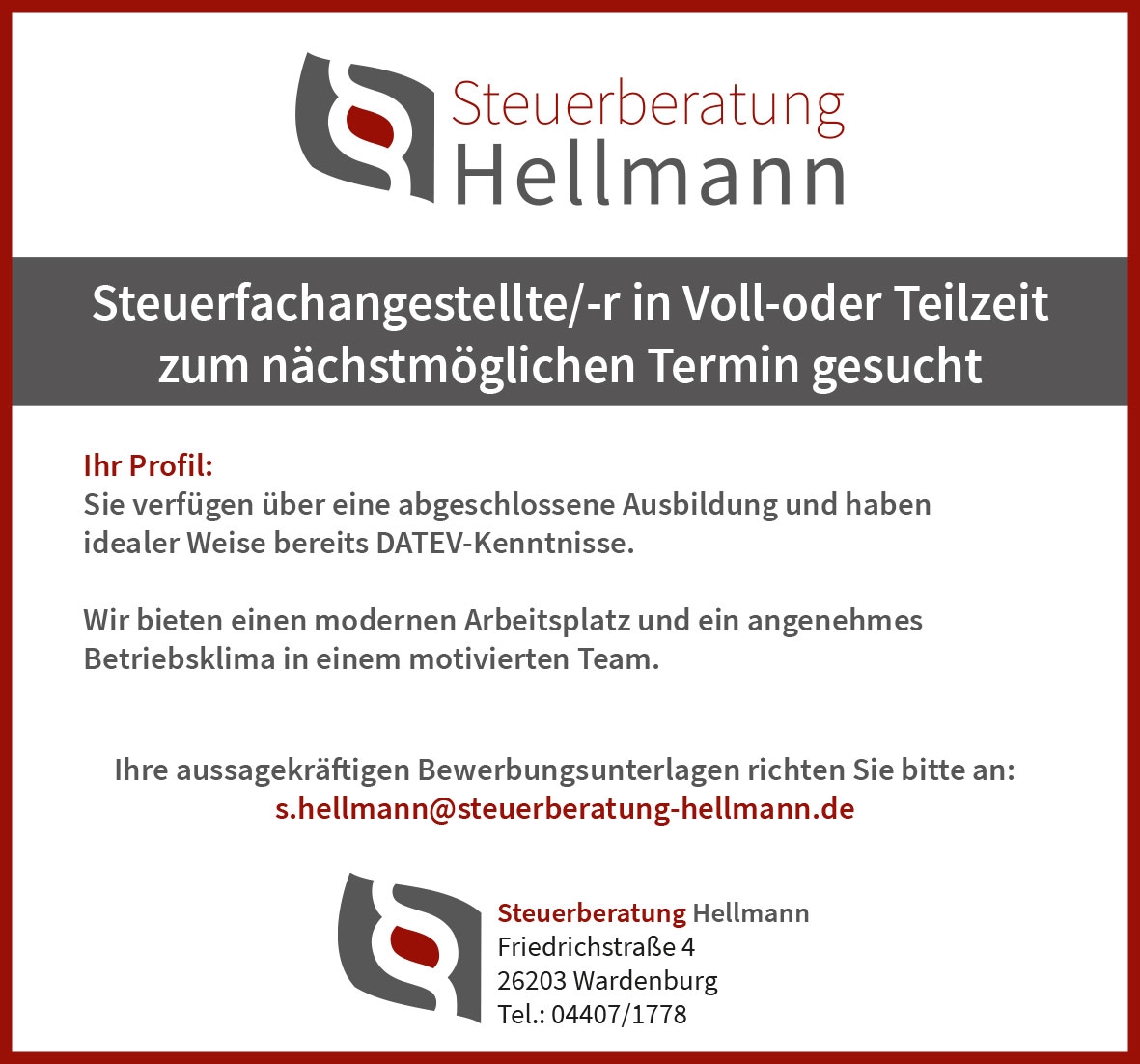 Steuerfachangestellter_Oldenburg_Stellenanzeige_Hellmann_Wardenburg_2026